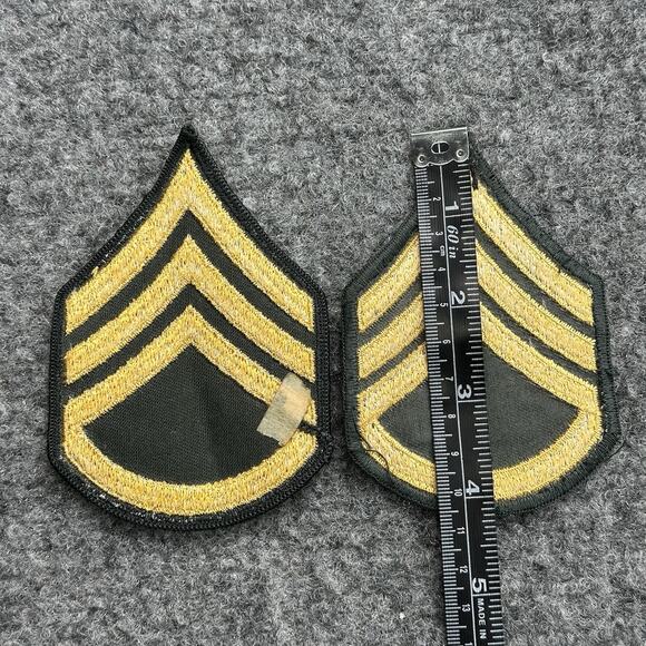 Vintage Cloth Sergeant Chevron Military Patch Lot Of (2) E2282P Sew On Pair Rare - Picture 4 of 5